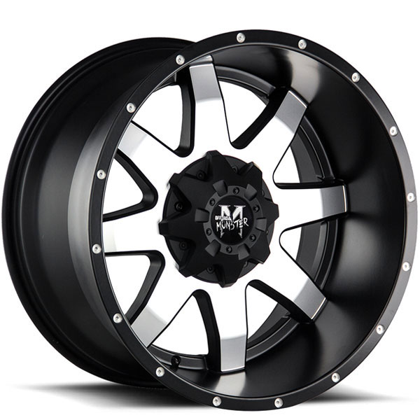 Off-Road Monster M08 Gloss Black with Machined Face V2 Center Cap