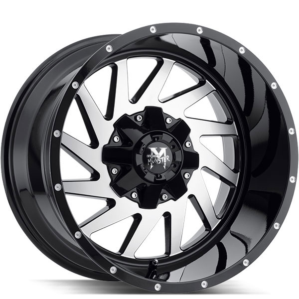 Off-Road Monster M12 Gloss Black with Machined Face Center Cap