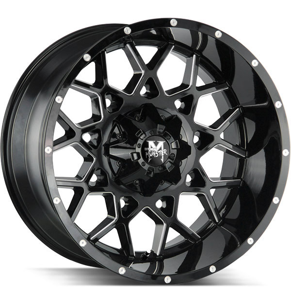 Off-Road Monster M14 Gloss Black with Milled Spokes Center Cap