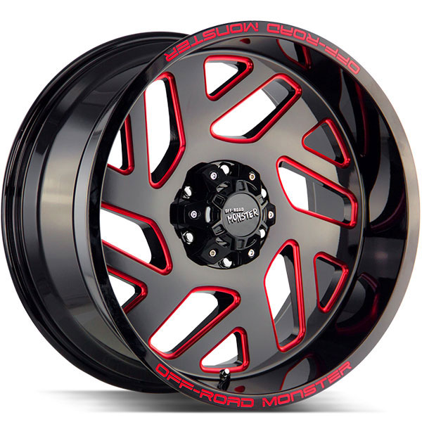 Off-Road Monster M19 Gloss Black Milled with Red Edges Center Cap