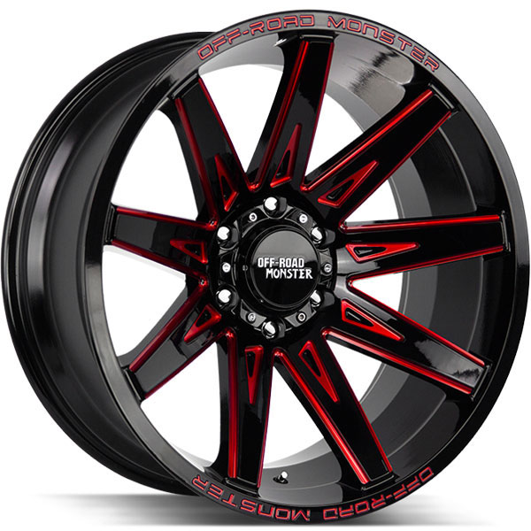 Off-Road Monster M25 Gloss Black with Candy Red Milled Spokes Center Cap