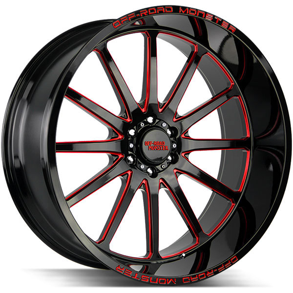 Off-Road Monster M26 Gloss Black with Candy Red Milled Spokes Center Cap