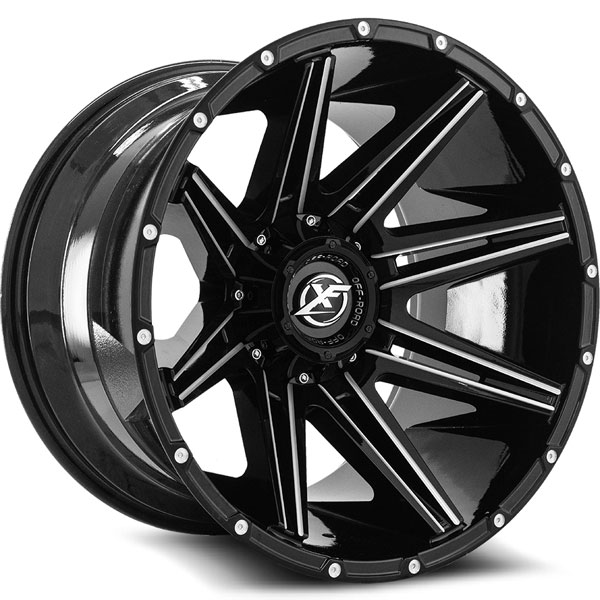 XF Off-Road XF-220 Gloss Black with Milled Spokes Center Cap