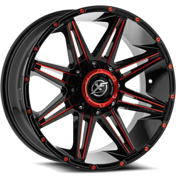 XF Off-Road XF-220 Gloss Black with Red Milled Spokes Center Cap