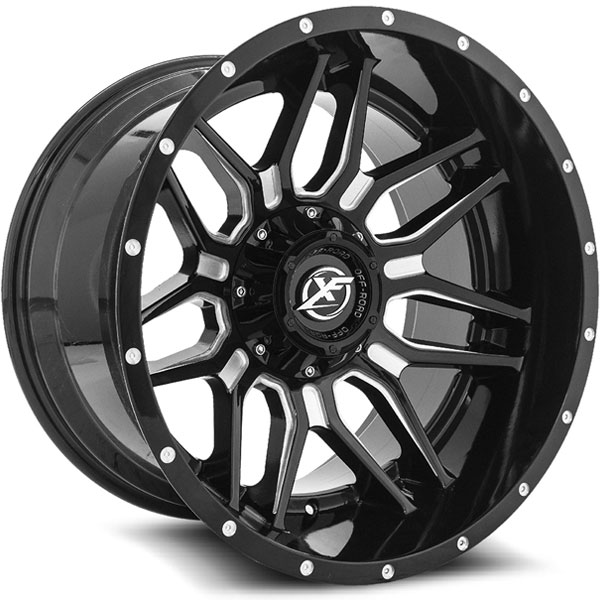 XF Off-Road XF-222 Gloss Black with Milled Spokes Center Cap