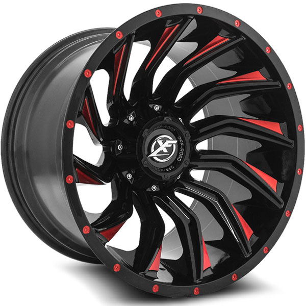 XF Off-Road XF-224 Gloss Black with Red Spokes Center Cap
