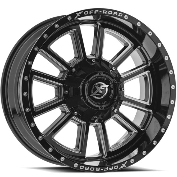 XF Off-Road XF-225 Gloss Black with Milled Spokes Center Cap