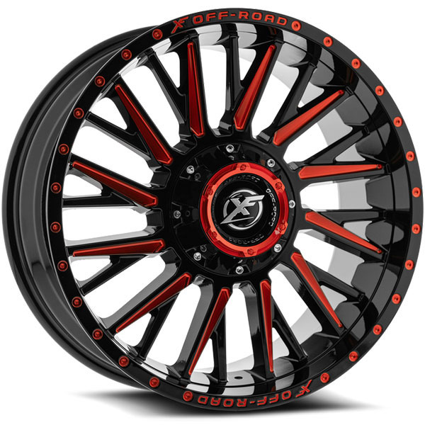 XF Off-Road XF-226 Gloss Black with Red Milled Spokes Center Cap