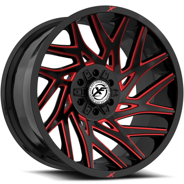 XF Off-Road XF-229 Gloss Black with Red Milled Spokes Center Cap