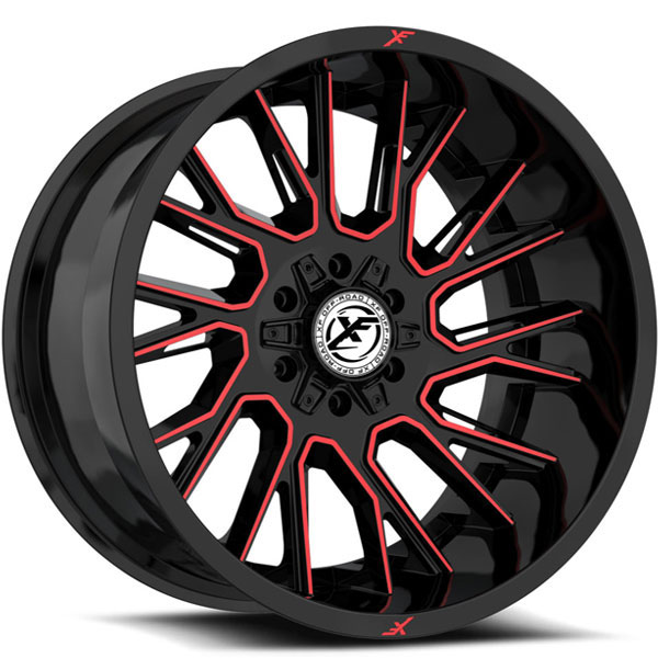 XF Off-Road XF-230 Gloss Black with Red Milled Spokes Center Cap