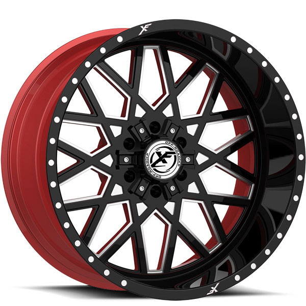 XF Off-Road XFX-307 Gloss Black with Red Milled Spokes and Red Inner Center Cap